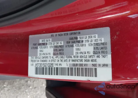 2016 Mazda Cx-9 Touring из США, поврежденный, VIN JM3TCBCY5G0102266